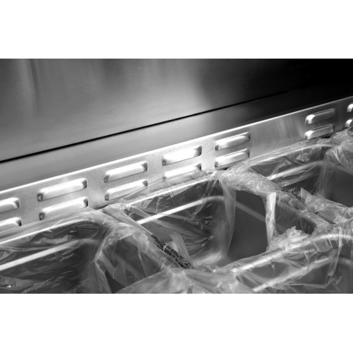 Atosa MSF8307GR 60-1/5(w) inch Refrigerated Mega Top Sandwich Prep Table, (2)Solid Swing Door(s), (2)Shelve(s), (24)1/6 Poly Pan(s), 17.2Cu.ft, 1/5hp, 115v/60/1-ph, ETL Listed 