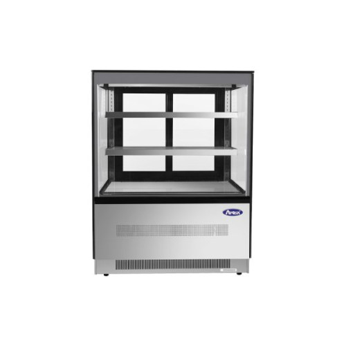 Atosa RDCS-35 35-2/5(w) inch Refrigerated Square Display Case, Floor Model, (2)Sliding Glass Door(s), (2)Shelve(s), 10.9Cu.ft, 1/4hp, 120v/60/1-ph, ETL Listed