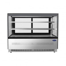 Atosa RDCS-60 59(w) inch Refrigerated Square Display Case, Floor Model, (2)Sliding Glass Door(s), (2)Shelve(s), 20.2Cu.ft, 1/2hp, 120v/60/1-ph, ETL Listed