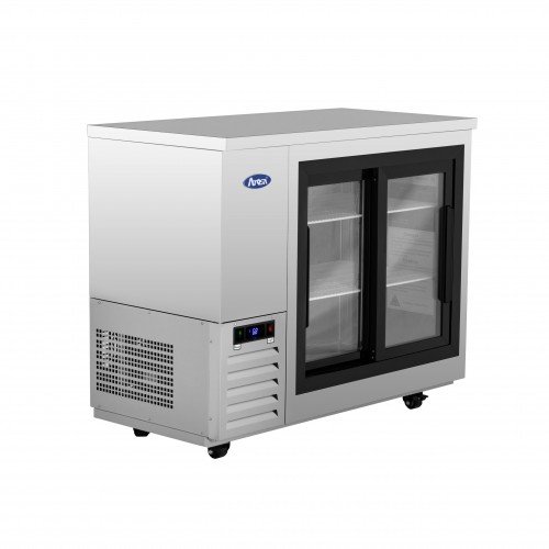 Atosa SBB48SGGRAUS1 48(w) inch Shallow Depth Back Bar Cooler, (2)Glass Sliding Door(s), (4)Shelve(s), 11.5Cu.ft, 1/7hp, 115v/60/1-ph, ETL Listed 