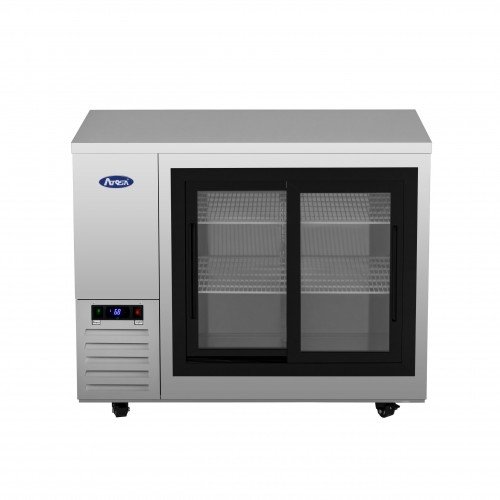 Atosa SBB48SGGRAUS1 48(w) inch Shallow Depth Back Bar Cooler, (2)Glass Sliding Door(s), (4)Shelve(s), 11.5Cu.ft, 1/7hp, 115v/60/1-ph, ETL Listed 