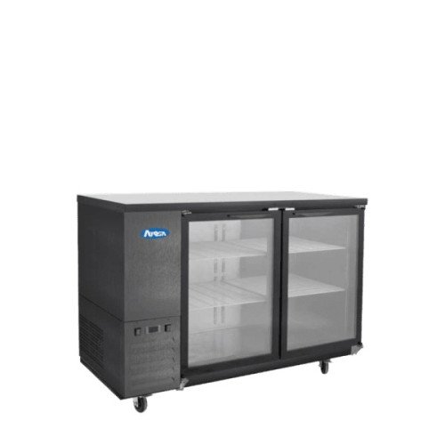 Atosa SBB59GGRAUS2 57-3/4(w) inch Shallow Depth Back Bar Cooler, (2)Glass Swing Door(s), Black Exterior, (4)Shelve(s), 15Cu.ft, 1/7hp, 115v/60/1-ph, ETL Listed