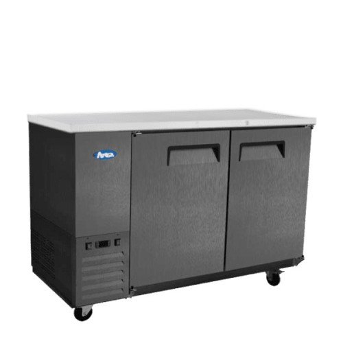 Atosa SBB59GRAUS2 57-3/4(w) inch Shallow Depth Back Bar Cooler, (2)Solid Swing Door(s), Black Exterior, (4)Shelve(s), 15Cu.ft, 1/7hp, 115v/60/1-ph, ETL Listed