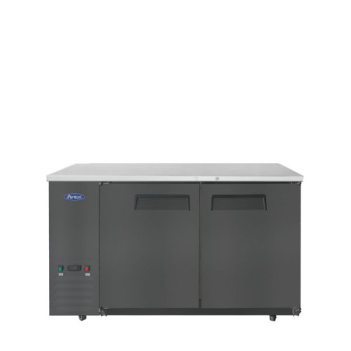 Atosa SBB59GRAUS2 57-3/4(w) inch Shallow Depth Back Bar Cooler, (2)Solid Swing Door(s), Black Exterior, (4)Shelve(s), 15Cu.ft, 1/7hp, 115v/60/1-ph, ETL Listed