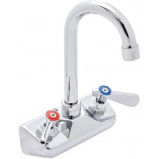 MF2004-G Faucets, Backsplash, 4 inch, Wall-Mount, 3-1/2 inch Gooseneck Spout, Lever Handle, NSF Listed