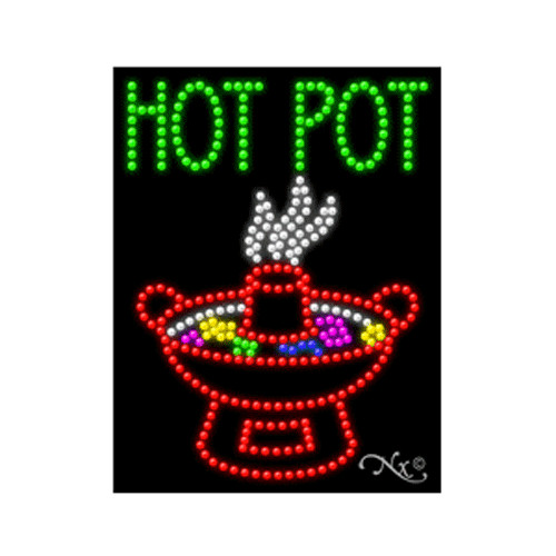 21251 HOT POT LED Signs, Flashing, 20(w) x 1(d) x 26(h) inch, 120v/60/1, UL