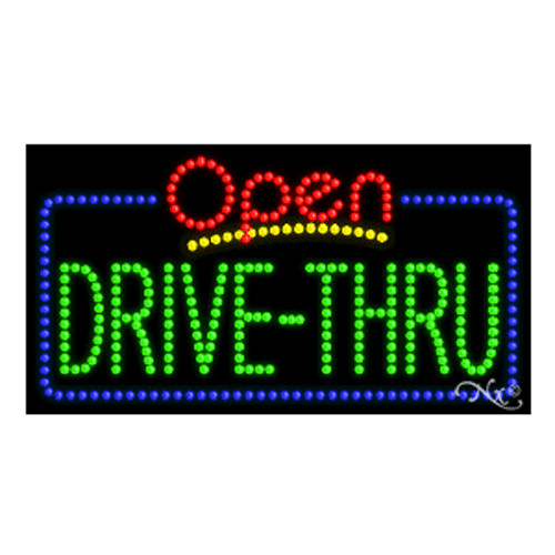 25428 OPEN DRIVE-THRU LED Signs, Flashing, 32(w) x 1(d) x 17(h) inch, 120v/60/1, UL