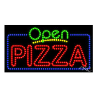 25436 OPEN PIZZA LED Signs, Flashing, 32(w) x 1(d) x 17(h) inch, 120v/60/1, UL