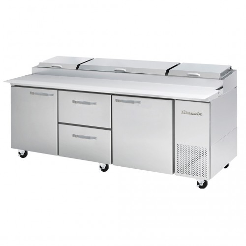 Blue Air BAPP93-D2M-HC Refrigerated Pizza Prep Table, 93-1/4(w) inch, (2)Door(s), (2)Drawer(s), (4)Adjustable Shelve(s), 30.8Cu.ft, 3/8hp, 115v/60/1-ph, ETL Listed