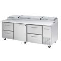 Blue Air BAPP93-D4LR-HC Refrigerated Pizza Prep Table, 93-1/4(w) inch, (1)Door(s), (4)Drawer(s), (2)Adjustable Shelve(s), 30.8Cu.ft, 3/8hp, 115v/60/1-ph, ETL Listed