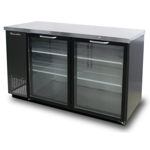 Blue Air BBB59-2BG-HC 59(w) inch (2)Glass Doors Back Bar Cooler, Black Finish Exterior, (4)Shelve(s), 19.4Cu.ft, 3/8hp, 115v/60/1-ph, ETL Listed