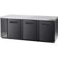 Blue Air BBB90-4B-HC 90-3/8(w) inch (3)Door(s) Back Bar Cooler, Black Finish Exterior, (6)Shelve(s), 31.6Cu.ft, 3/8hp, 115v/60/1-ph, ETL Listed