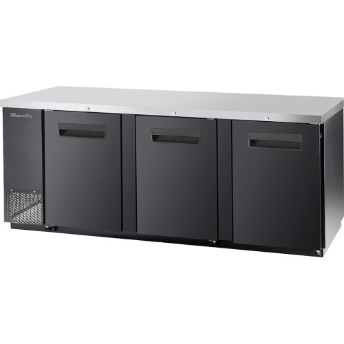 Blue Air BBB90-4B-HC 90-3/8(w) inch (3)Door(s) Back Bar Cooler, Black Finish Exterior, (6)Shelve(s), 31.6Cu.ft, 3/8hp, 115v/60/1-ph, ETL Listed