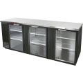 Blue Air BBB90-4BG-HC 90-3/8(w) inch (3)Glass Door(s) Back Bar Cooler, Black Finish Exterior, (6)Shelve(s), 31.6Cu.ft, 3/8hp, 115v/60/1-ph, ETL Listed
