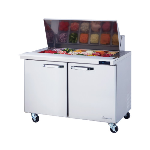 Blue Air BLMT48-HC 48-3/8(w) inch, (2)Door(s) Refrigerated Mega Top Prep Table, (2)Shelve(s), 13.1Cu.ft, 1/4hp, 115v/60/1-ph, ETL Listed