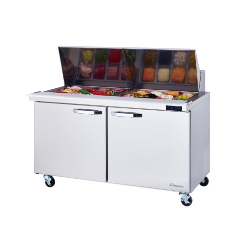Blue Air BLMT60-HC 60-3/8(w) inch, (2)Door(s) Refrigerated Mega Top Prep Table, (2)Shelve(s), 16.7Cu.ft, 1/4hp, 115v/60/1-ph, ETL Listed