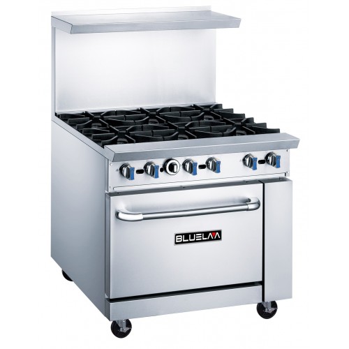 Blue Air BLR36-6B Ranges, 36(w) inch (6)Open Burner(s), (1)Standard Oven(s), Natural Gas, 233k Total BTU/hr, Casters, CSA Listed