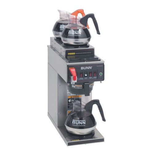 BUNN CWTF15-3 12950.0213 Coffee Brewer, Automatic, (3)Warmers(2U/1L), (12)Cup(s), 1670w, 14amps, 120v/60/1-ph, 8.4(w) x 21.4(d) x 19(h) inch, NSF Listed