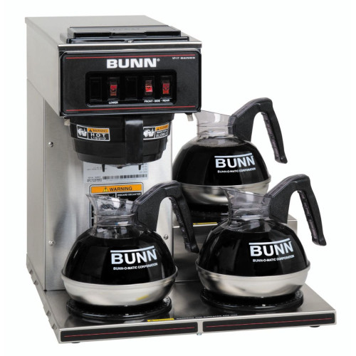 BUNN 13300.0003 VP17-3 Coffee Brewer, Pourover, (3)Lower Warmer(s), Not Plumbed, 1670w, 13.9amp, 120v/60/1-ph, NSF Listed