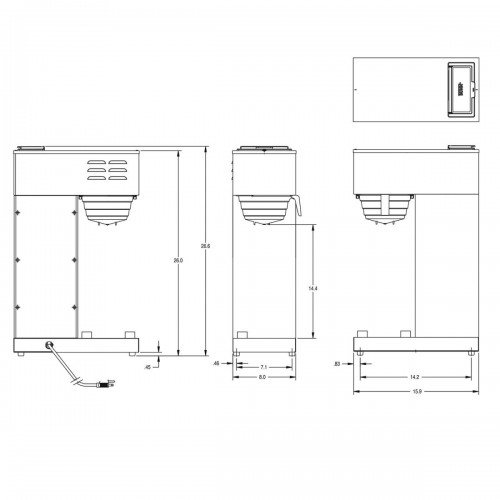 BUNN 33200.0010 VPR-APS Pourover Airpot Coffee Brewer, Not Plumbed, (3.8)Gallon(s)/hr, 1375w, 11.5amps, 120v/60/1-ph, NSF Listed