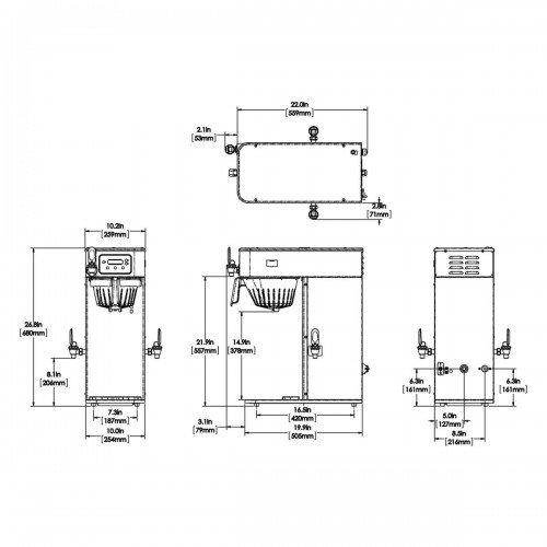 BUNN 53100.0000 ICB-DV Automatic Coffee Brewer, Plumbed, Dual-Volt, 1700w, 14amps, 120/60/1-ph, UL/NSF Listed