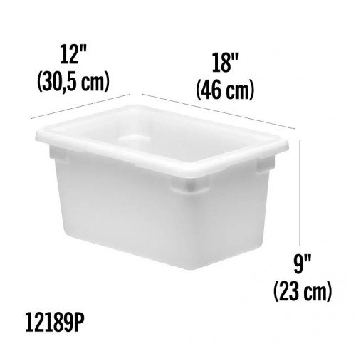 Cambro 12189P148 Food Storage Boxes, (4.75)Gallon(s), Rectangular, Natural White, Polyethylene, 18(w) x 12(d) x 9(h) inch, NSF Listed - 6 each