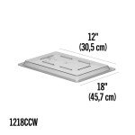 Cambro 1218CCW135 Camwear® Flat Lids, Fit Half Size Food Boxes, Rectangular, Clear, Polycarbonate, 18(w) x 12(d) inch, NSF Listed, 6 each