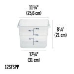Cambro 12SFSPP190 CamSquares® Storage Container, 12qt, Square, Translucent, Polypropylene, 11-1/4(w) x 12-1/4(d) x 8-1/4(h) inch, NSF Listed - 6 each