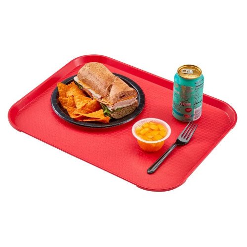 Cambro 1418FF163 Fast Food Tray, Rectangular, Red, Polypropylene, 17-3/4(w) x 13-13/16(d) x 1-1/2(h) inch, NSF Listed – 1 Dozen