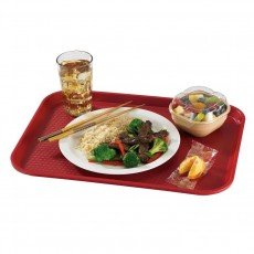 Cambro 1418FF416 Fast Food Tray, Rectangular, Cranberry, Polypropylene, 17-3/4(w) x 13-13/16(d) x 1-1/2(h) inch, NSF Listed – 1 Dozen