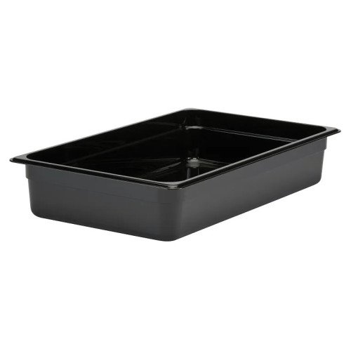 Cambro 14CW110 Camwear® Food Pans, Full Size, 13.7qt, Black, Polycarbonate, 20-7/8(w) x 12-3/4(d) x 4(h) inch, NSF Listed, 6 each