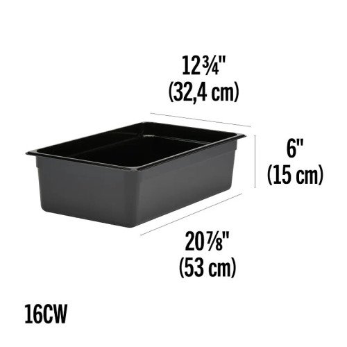 Cambro 16CW135 Camwear® Food Pans, Full Size, 20.6qt, Clear, Polycarbonate, 20-7/8(w) x 12-3/4(d) x 6(h) inch, NSF Listed, 6 each