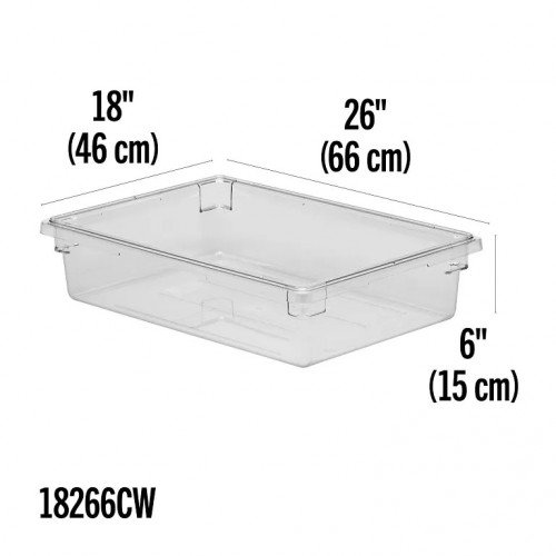 Cambro 18266CW135 Camwear® Boxes, Full Size, (8.75)Gallon(s), Rectangular, Clear, Polycarbonate, 26(w) x 18(d) x 6(h) inch, NSF Listed, 6 each