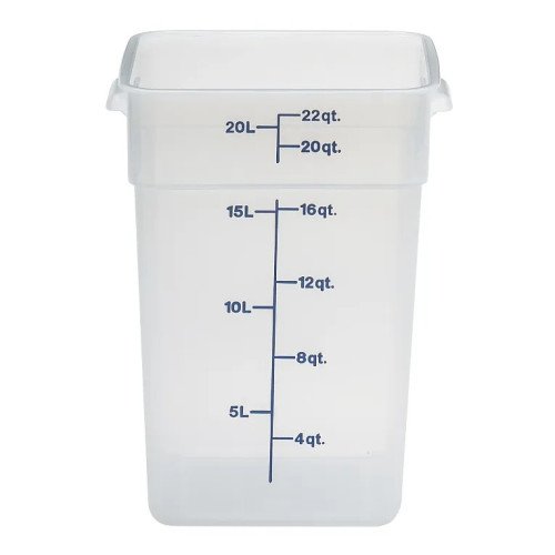 Cambro 22SFSPP190 CamSquares® Storage Container, 22qt, Square, Translucent, Polypropylene, 12-1/4(w) x 12-1/4(d) x 15-3/4(h) inch, NSF Listed - 6 each