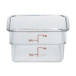 Cambro Camwear® 2SFSCW135 CamSquare Food Storage Containers, 2qt, Clear, Polycarbonate, 7-1/4(w) x 7-1/4(d) x 3-7/8(h) inch, NSF Listed - 6 each