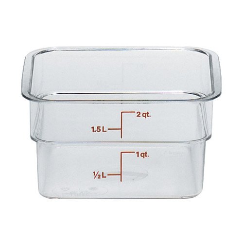 Cambro Camwear® 2SFSCW135 CamSquare Food Storage Containers, 2qt, Clear, Polycarbonate, 7-1/4(w) x 7-1/4(d) x 3-7/8(h) inch, NSF Listed - 6 each