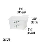 Cambro 2SFSPP190 CamSquares® Storage Container,  2qt, Square, Translucent, Polypropylene, 7-1/4(w) x 7-1/4(d) x 3-7/8(h) inch, NSF Listed, 6 each