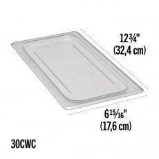 Cambro 30CWCH135 CAMWEAR® Flat Cover Fits on 1/3 Size Food Pan, Clear Polycarbonate, 12-3/4(w) x 6-15-16(d) inch, NSF Listed