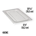 Cambro 40CWCH135 CAMWEAR® Flat Cover Fits on ¼ Size Food Pan, Clear Polycarbonate, 10-7/6(w) x 6-3/8(d) inch, NSF Listed