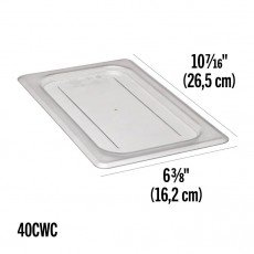 Cambro 40CWCH135 CAMWEAR® Flat Cover Fits on ¼ Size Food Pan, Clear Polycarbonate, 10-7/6(w) x 6-3/8(d) inch, NSF Listed