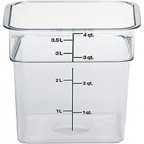 Cambro 4SFSCW135 4qt Clear Polycarbonate Square Food Storage Containers, NSF Listed, 1 each