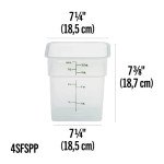 Cambro 4SFSPP190 CamSquares® Storage Container, 4qt, Square, Translucent, Polypropylene, 7-1/4(w) x 7-1/4(d) x 7-3/8(h) inch, NSF Listed - 6 each