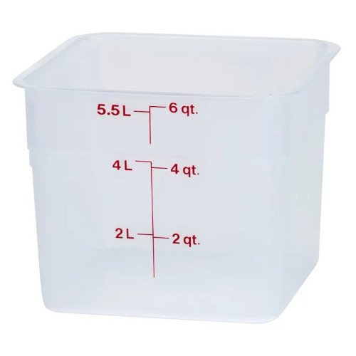 Cambro 6SFSPP190 CamSquares® Storage Container, 6qt, Square, Translucent, Polypropylene, 8-3/8(w) x 8-3/84(d) x 7-1/4(h) inch, NSF Listed - 6 each