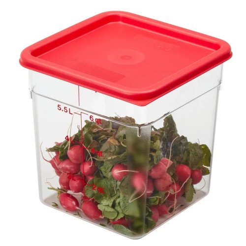 Cambro Camwear® 8SFSCW135 CamSquare Food Storage Containers, 8qt, Clear, Polycarbonate, 8-3/8(w) x 8-3/8(d) x 9-1/8(h) inch, NSF Listed - 6 each