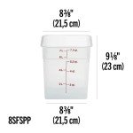 Cambro 8SFSPP190 CamSquares® Storage Container, 8qt, Square, Translucent, Polypropylene, 8-3/8(w) x 8-3/84(d) x 9-1/8(h) inch, NSF Listed - 6 each