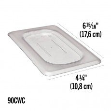 Cambro 90CWCH135 CAMWEAR® Cover Fits on 1/9 Size Food Pan, Flat, Clear Polycarbonate, 6-15/16(w) x 4-1/4(d) inch, NSF Listed