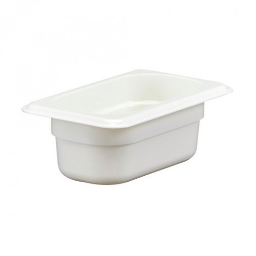 Cambro 92CW148 CAMWEAR® 1/9 Size White Poly Food Pan, 0.6qt, 6-15/16 x 4-1/4 x 2 inch, NSF Listed, 1 each