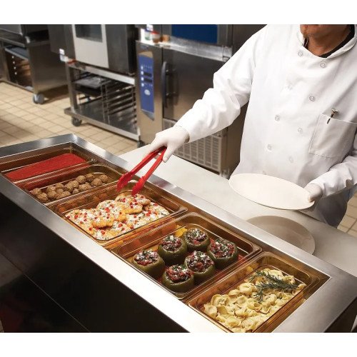 Cambro 9TGS404 Camwear® Lugano® Scallop Grip Tongs, Red, Polycarbonate, 9(L) inch, NSF Listed – 1 Dozen