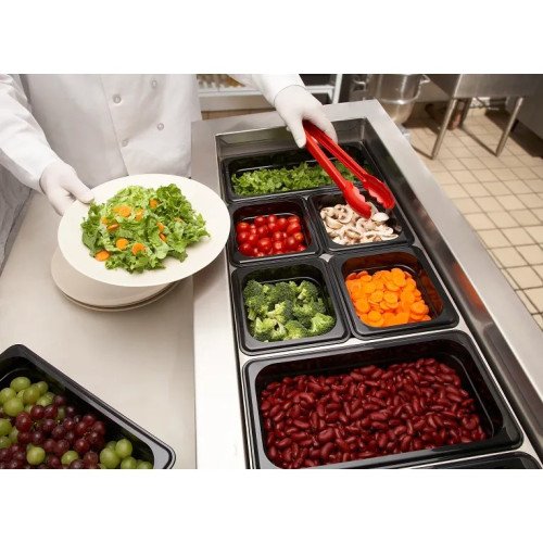 Cambro 9TGS404 Camwear® Lugano® Scallop Grip Tongs, Red, Polycarbonate, 9(L) inch, NSF Listed – 1 Dozen