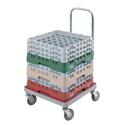 Cambro CDR2020H151 Disk Rack Dolly with Handle and Casters, Grey Plastic, NSF Listed